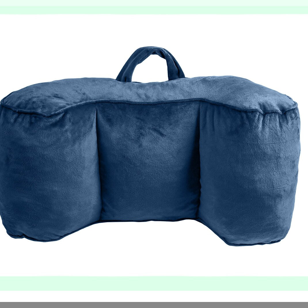 FoamComfort Kids Teen Reading Pillow - Blue Small Bed Rest Back Pillow for Sitting, Shredded Memory Foam Support, Cozy Cushion for Relaxing & Studying