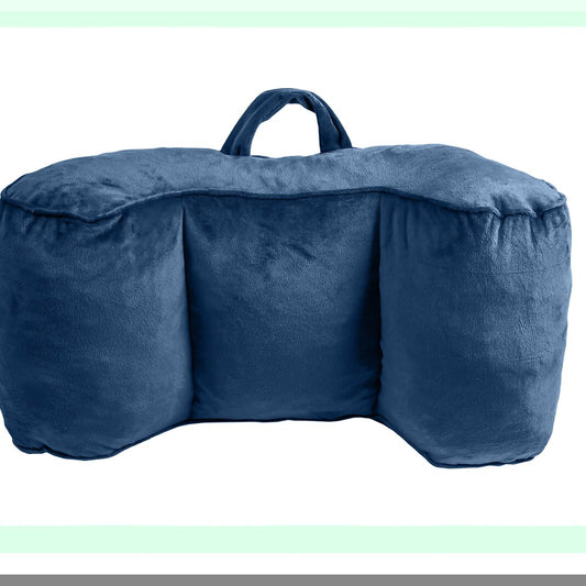 FoamComfort Kids Teen Reading Pillow - Blue Small Bed Rest Back Pillow for Sitting, Shredded Memory Foam Support, Cozy Cushion for Relaxing & Studying