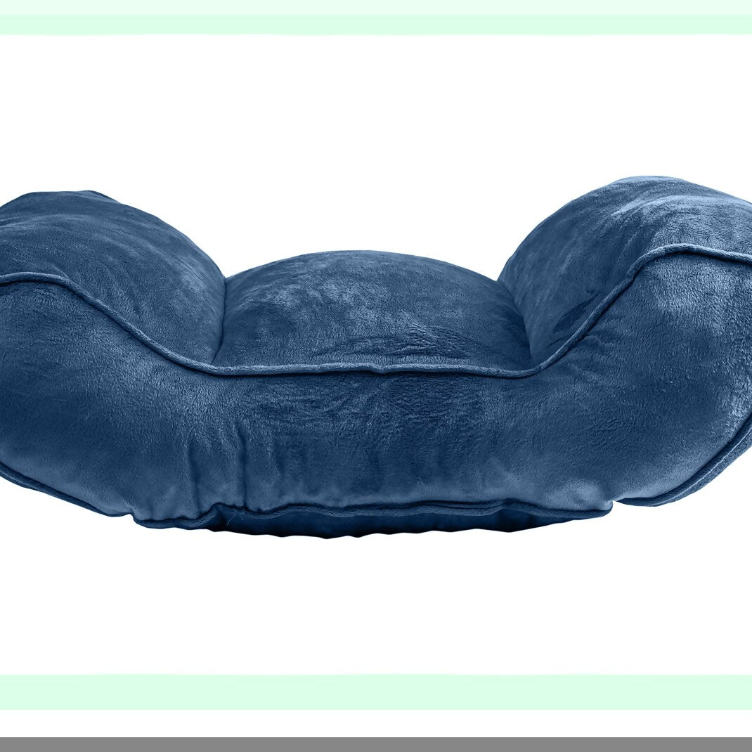 FoamComfort Kids Teen Reading Pillow - Blue Small Bed Rest Back Pillow for Sitting, Shredded Memory Foam Support, Cozy Cushion for Relaxing & Studying