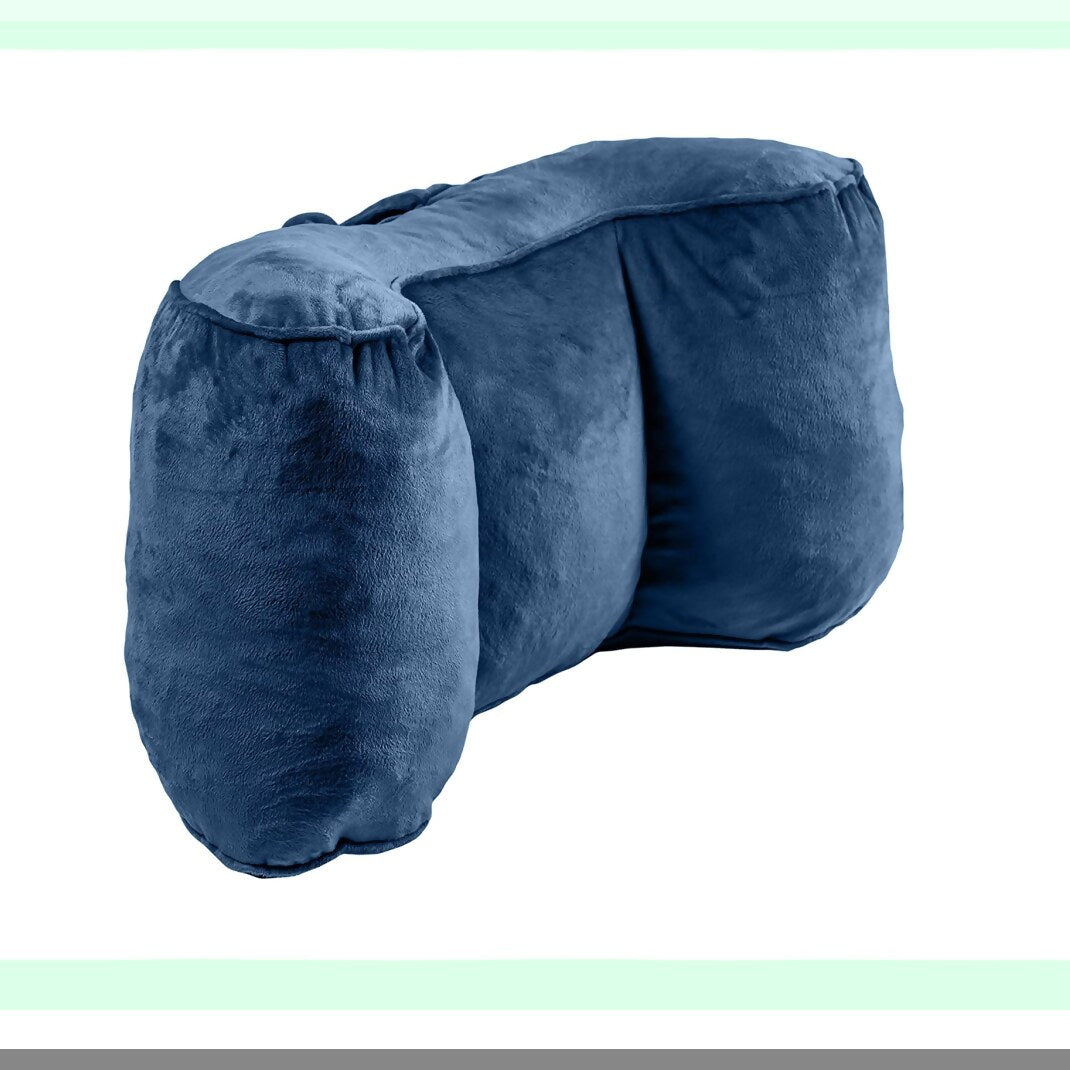 FoamComfort Kids Teen Reading Pillow - Blue Small Bed Rest Back Pillow for Sitting, Shredded Memory Foam Support, Cozy Cushion for Relaxing & Studying