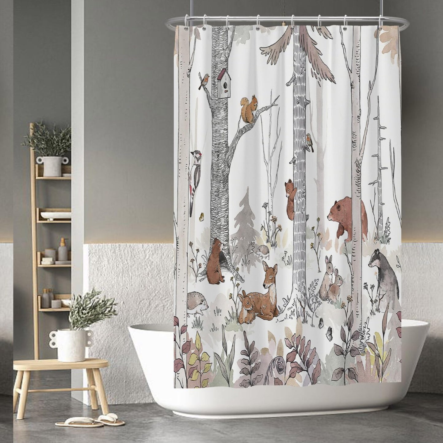 Rustic Gray Forest Shower Curtain 48x72 Inches