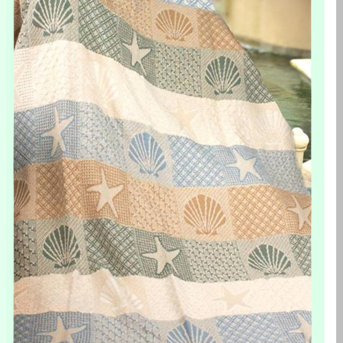 Seaside Comfort Cotton Throw Blanket - 2 Layer, Multicolored, 46x60 Inches