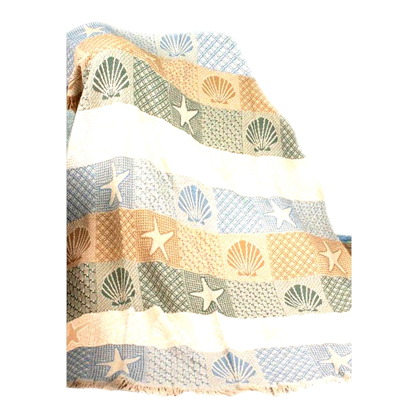 Seaside Comfort Cotton Throw Blanket - 2 Layer, Multicolored, 46x60 Inches