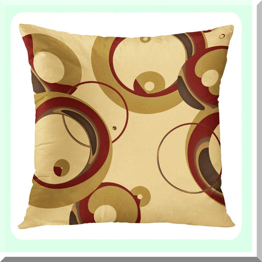 Bubble Burst Decorative Pillow Cover - Colorful Circle Design - Modern Tan Circles - Home Decor Square 18x18 Inch Pillowcase - Vibrant Bubbles Pattern