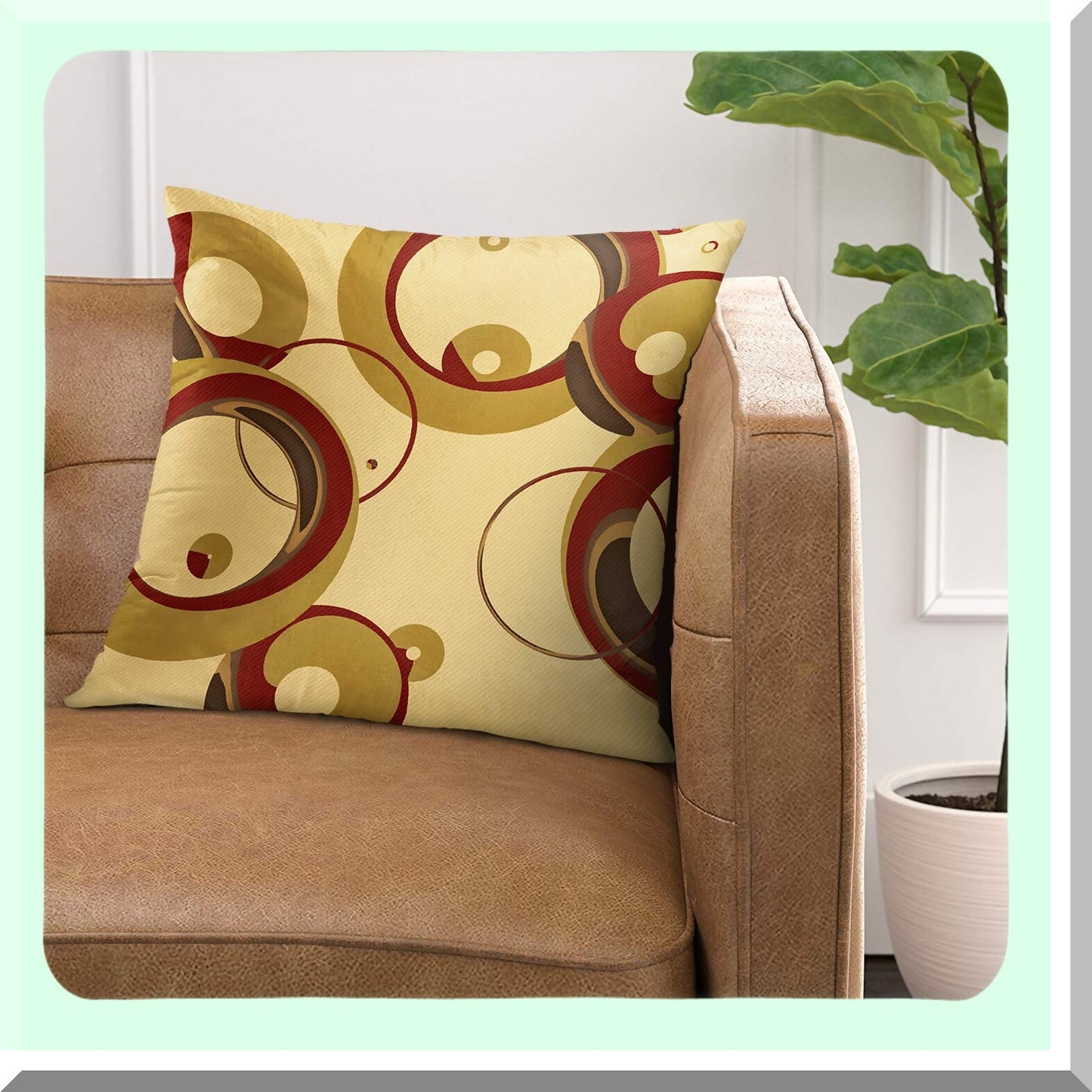 Bubble Burst Decorative Pillow Cover - Colorful Circle Design - Modern Tan Circles - Home Decor Square 18x18 Inch Pillowcase - Vibrant Bubbles Pattern
