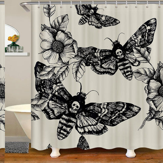 Gothic Skull Shower Curtain Set 72"x84"
