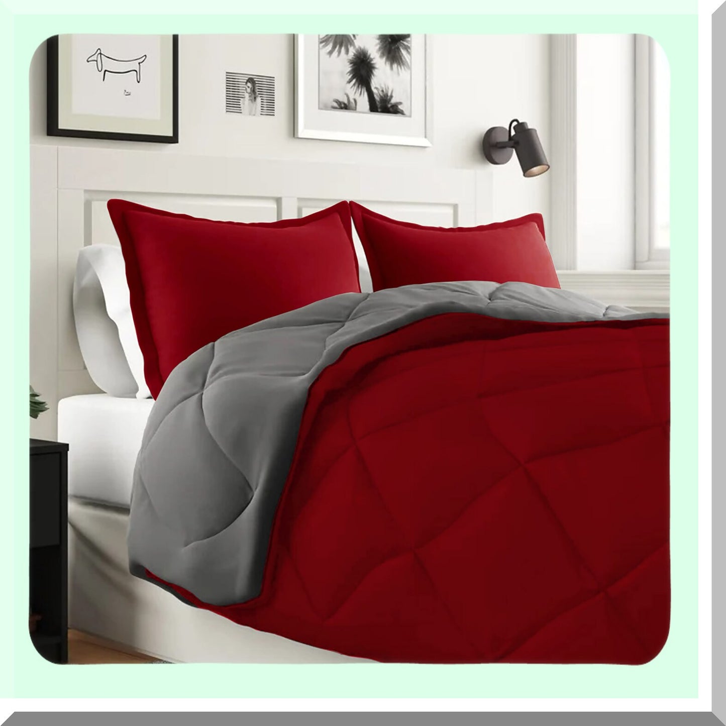 Luxury Cali Comfort 7-Piece Bed Set - 1500 Thread Count Sheets & Comforter, Red/Gray - Wrinkle & Stain Resistant - Super Cozy Bed-in-a-Bag