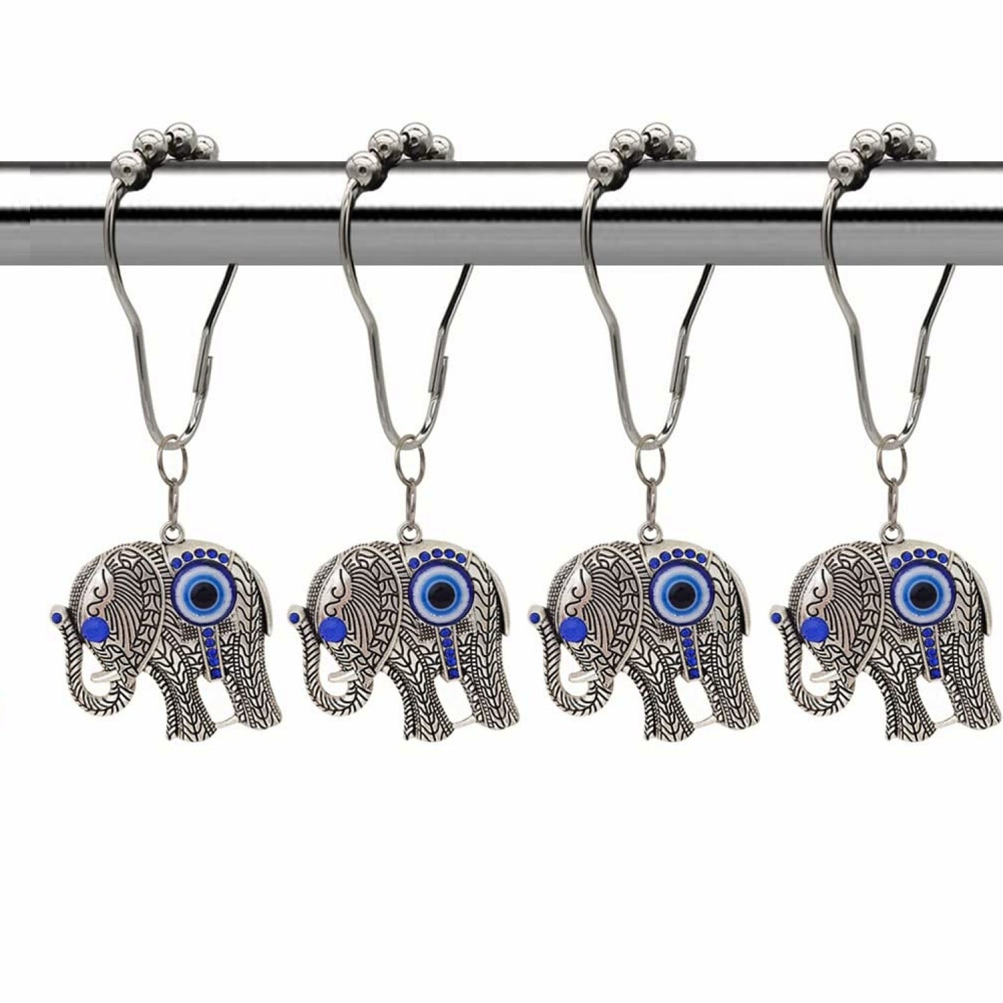 Decorative Elephant Shower Curtain Hooks Rings Set of 12