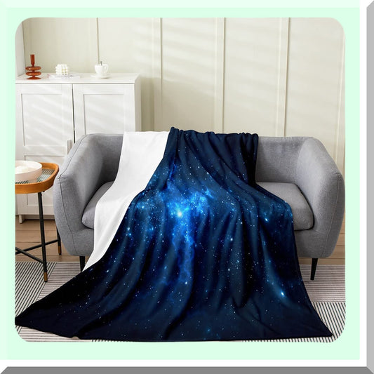 Starry Sky Galaxy Fleece Blanket - Lightweight, Warm, All-Season Soft Flannel Throw for Bed, Couch, Dorm Decor - Mystic Universe Nebula Design
