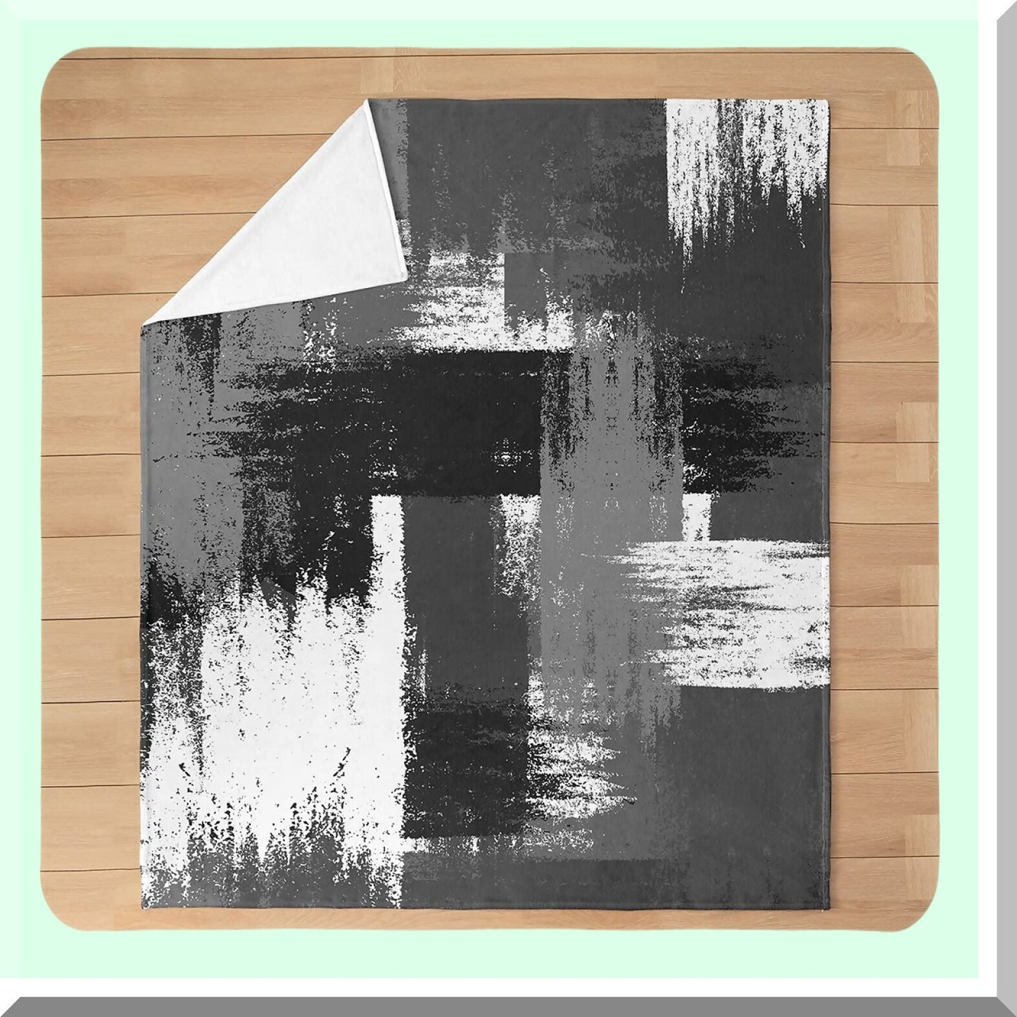 GeoBuff CozyCheck Flannel Fleece Throw - All Season Modern Art Blanket for Bed, Sofa, Couch - Black Grey White Geometry Design - 40"x50""