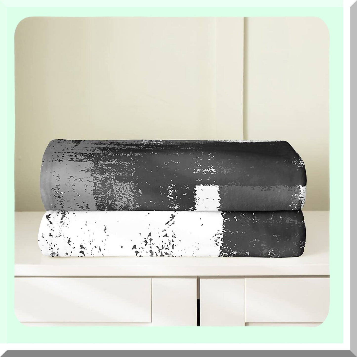 GeoBuff CozyCheck Flannel Fleece Throw - All Season Modern Art Blanket for Bed, Sofa, Couch - Black Grey White Geometry Design - 40"x50""