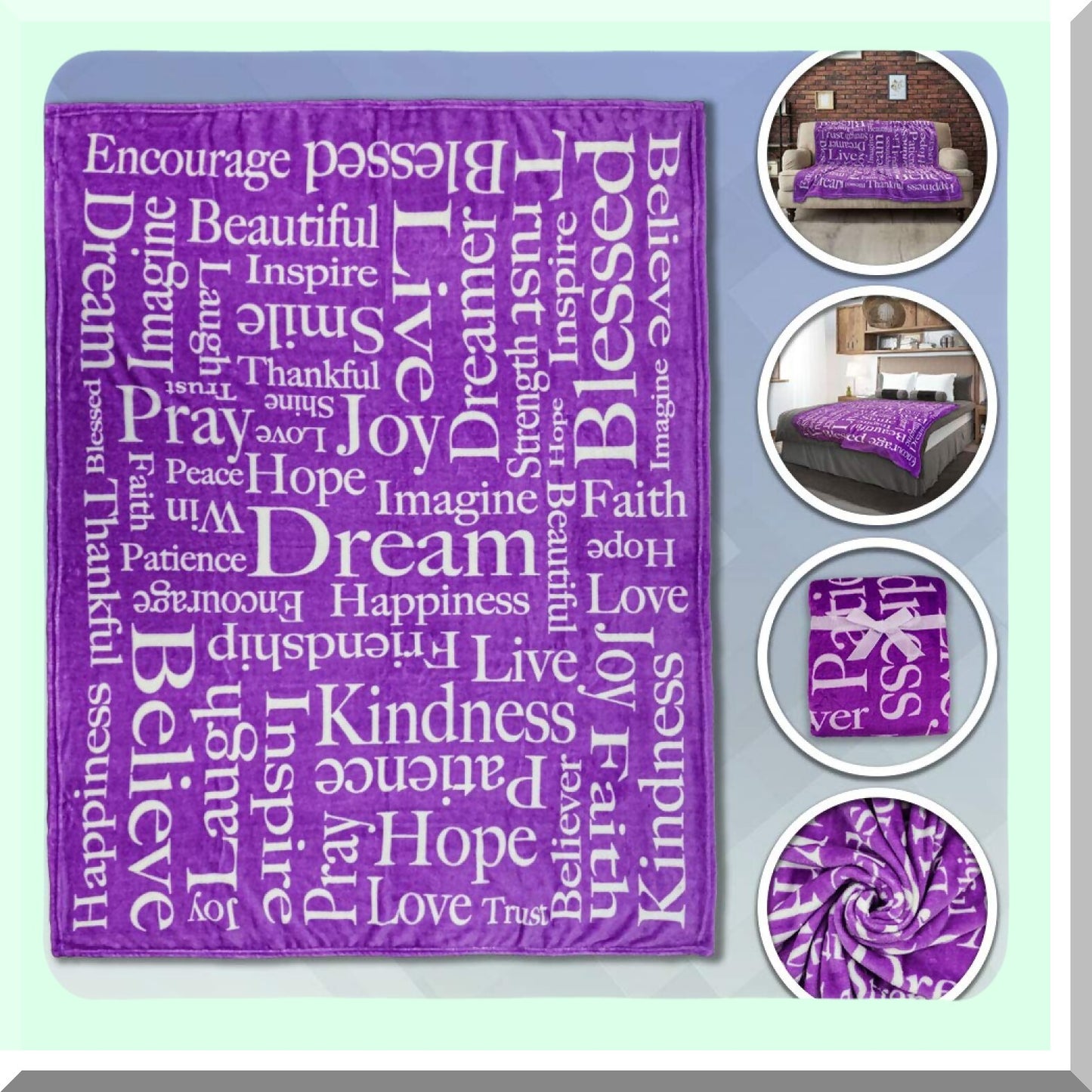 CozyCuddle Super Plush Blanket - 50x60 Soft Throw for Inspiring Messages & Ultimate Comfort
