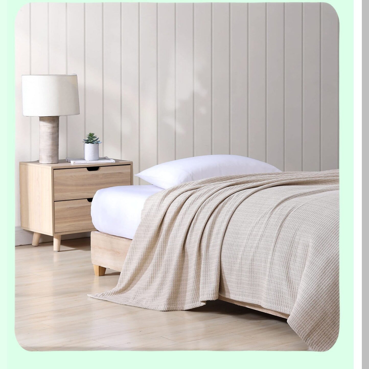 CozyCotton Queen Blanket - Soft, Medium Weight, All-Season Bamboo Woven Bedding, Natural Brown Home Decor