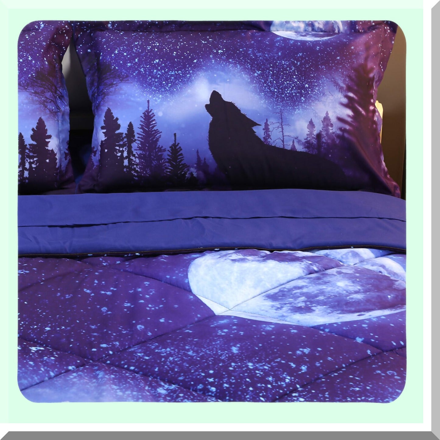 Wolf Dream 5-Piece Bedding Set - Queen Size Comforter Set for Boys and Girls - Premium 3D Wolf Design - Soft and Comfortable for Kids and Adults - Unique Wolf Theme Bedding
