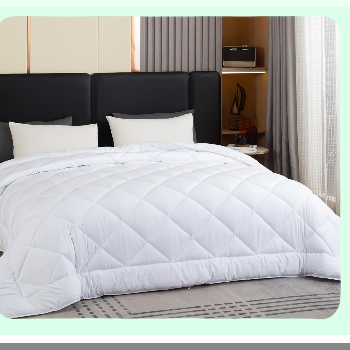 SuperCozy XL Microfiber All Season Comforter - Oversized Quilted Duvet Insert with 8 Corner Tabs - Extra Large Size Down Alternative Bedding