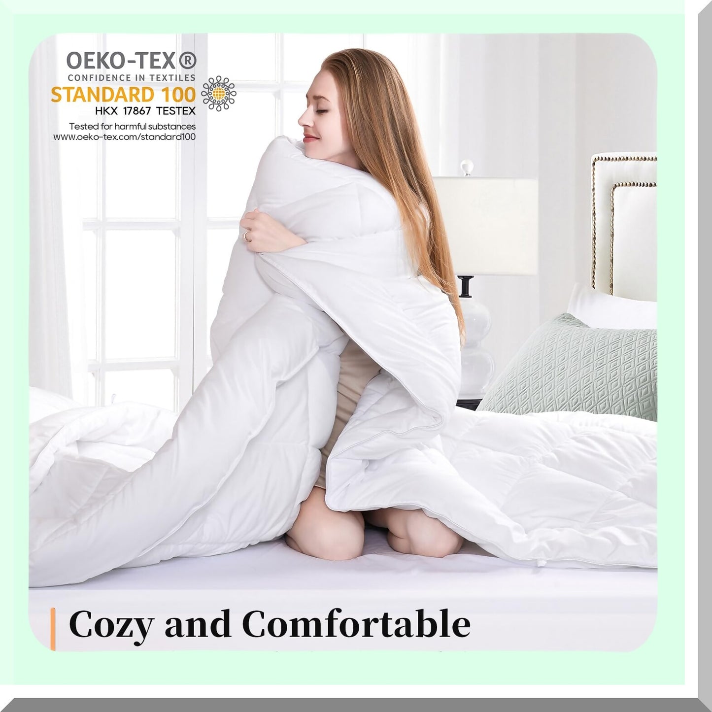 SuperCozy XL Microfiber All Season Comforter - Oversized Quilted Duvet Insert with 8 Corner Tabs - Extra Large Size Down Alternative Bedding