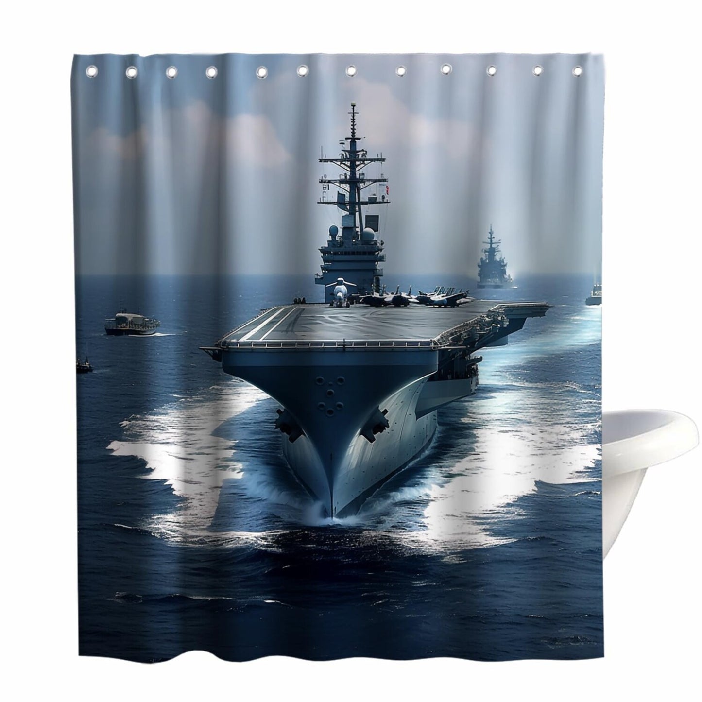 Aircraft Carrier Navy Blue Shower Curtain 72x72