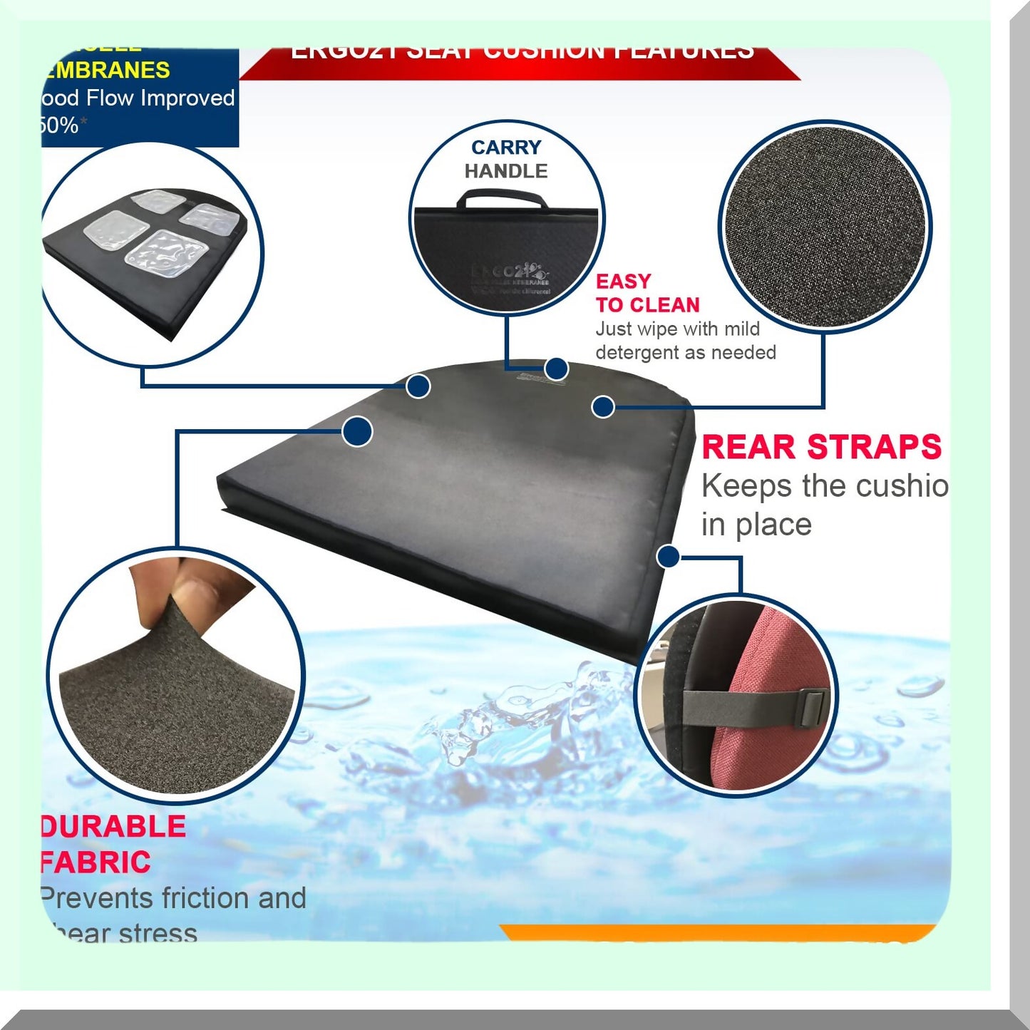 Liquid Lumbar Support Roll - Back Pain Relief Cushion for Office Chair, Home & Bed - Memory Foam Neck & Back Support Pillow - 16x10x2 inches