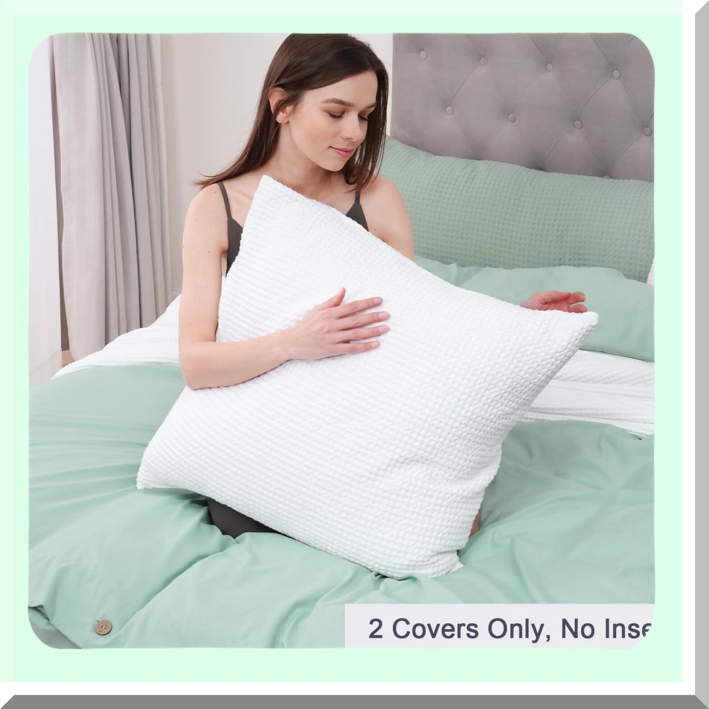 Luxury Cotton Waffle Euro Shams - Set of 2 White Decorative Pillow Covers for Bed and Sofa - 26x26 Inch Square Cushion Cases - Elegant Home Decor Accents