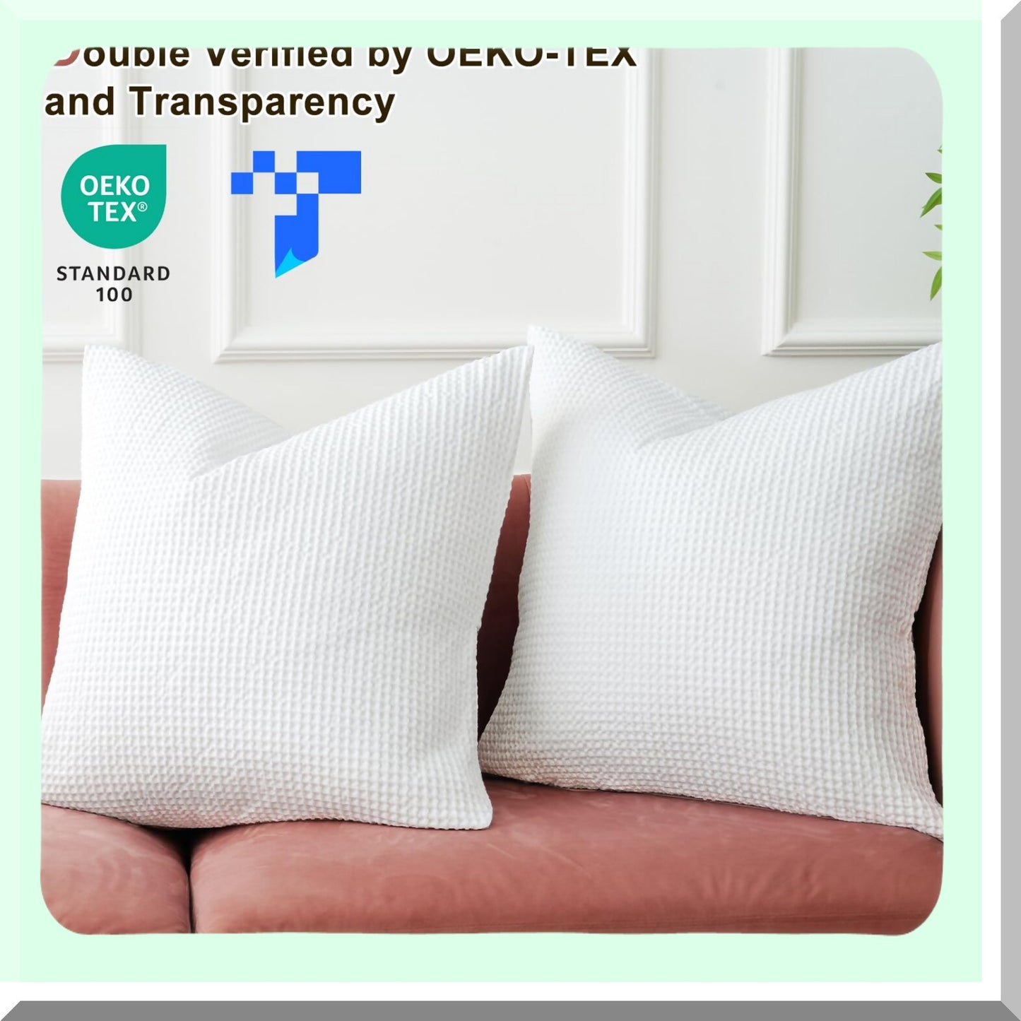 Luxury Cotton Waffle Euro Shams - Set of 2 White Decorative Pillow Covers for Bed and Sofa - 26x26 Inch Square Cushion Cases - Elegant Home Decor Accents