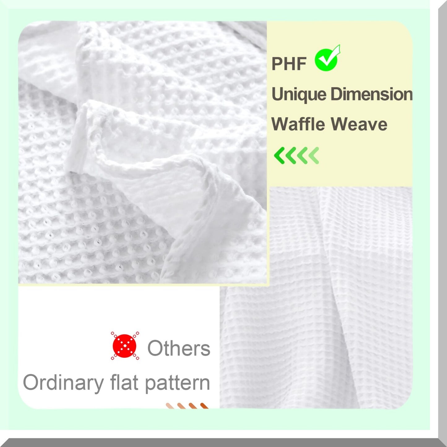 Luxury Cotton Waffle Euro Shams - Set of 2 White Decorative Pillow Covers for Bed and Sofa - 26x26 Inch Square Cushion Cases - Elegant Home Decor Accents