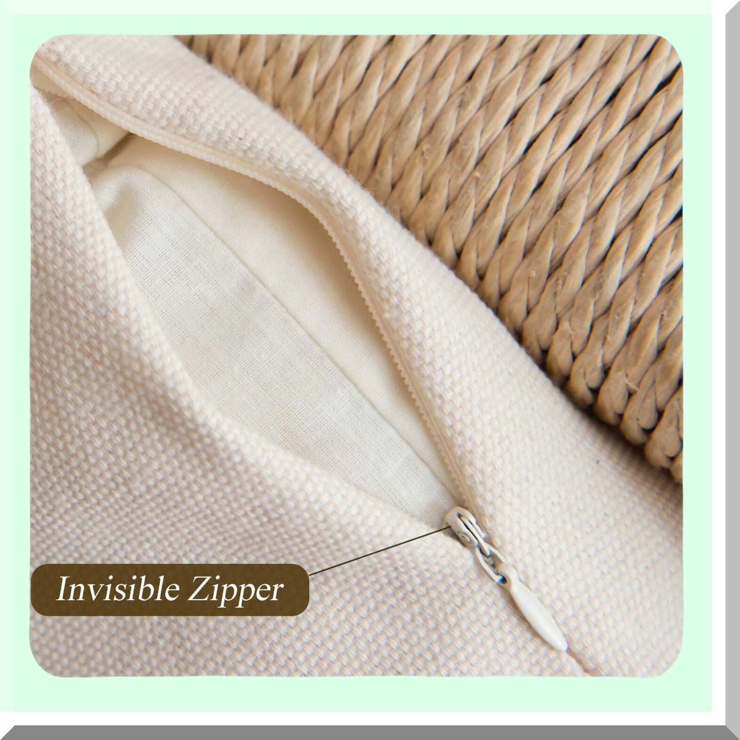 Boho Farmhouse Lumbar Stripe Pillow Cover - Neutral Beige 12x20 Inch Decorative Cushion for Couch Sofa with Tels - Living Room Accent Décor