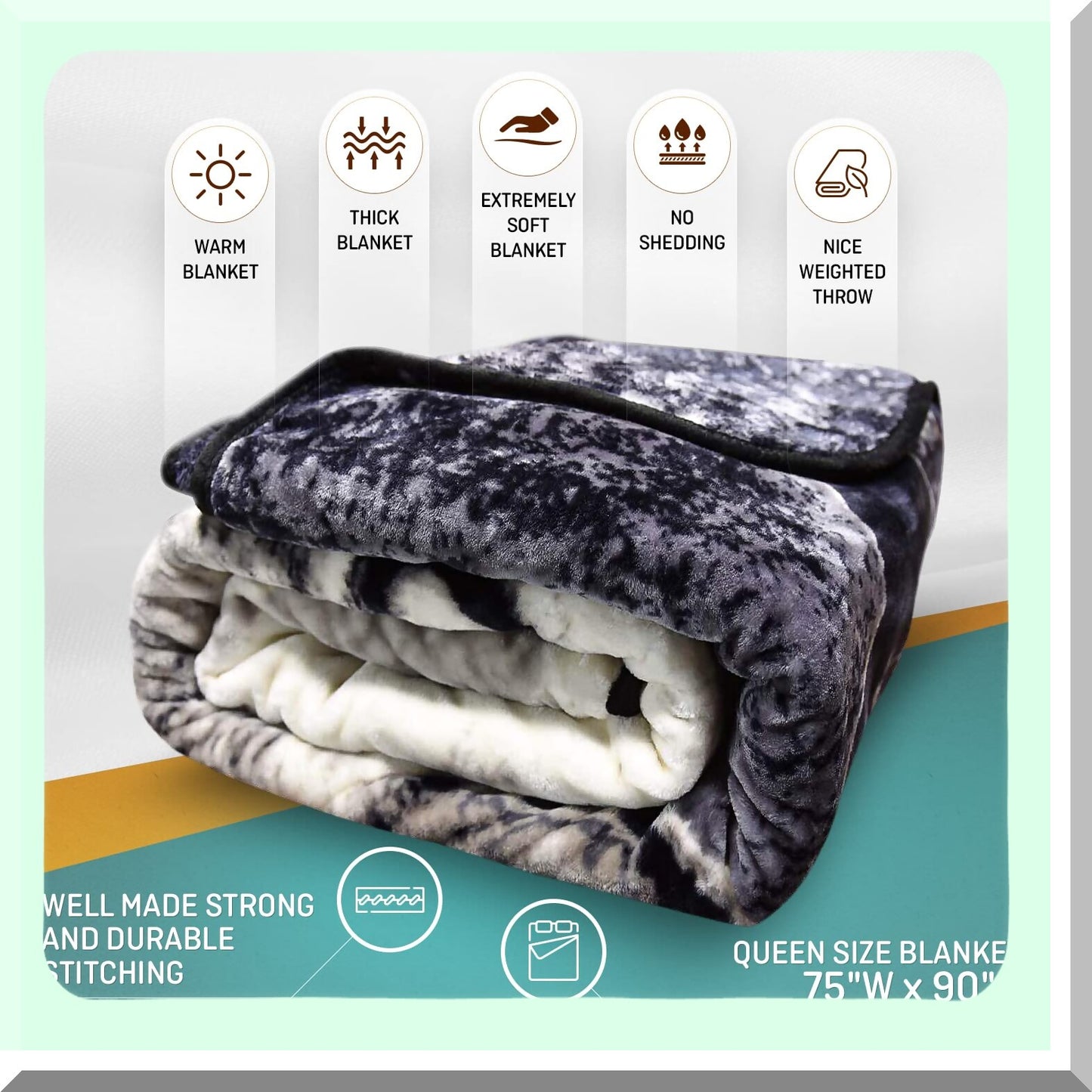 WildWolf Ultra Plush Queen Blanket - 75x90 Safari Mink Warmth