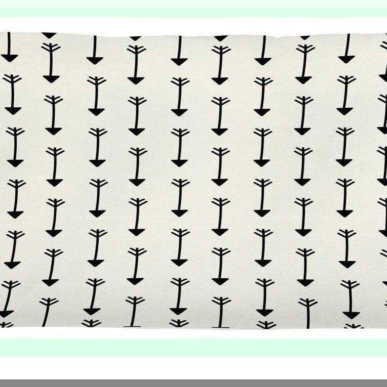 Boho Arrow Patterned Throw Pillow - Retro Background Decorative Cushion Cover - Rectangle Accent Case - 36" X 16" - Pale Beige Black - Home Decor Accessory