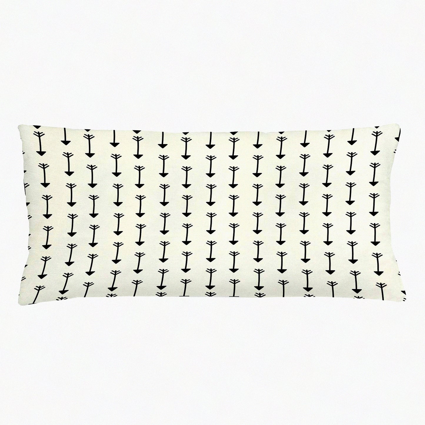 Boho Arrow Patterned Throw Pillow - Retro Background Decorative Cushion Cover - Rectangle Accent Case - 36" X 16" - Pale Beige Black - Home Decor Accessory