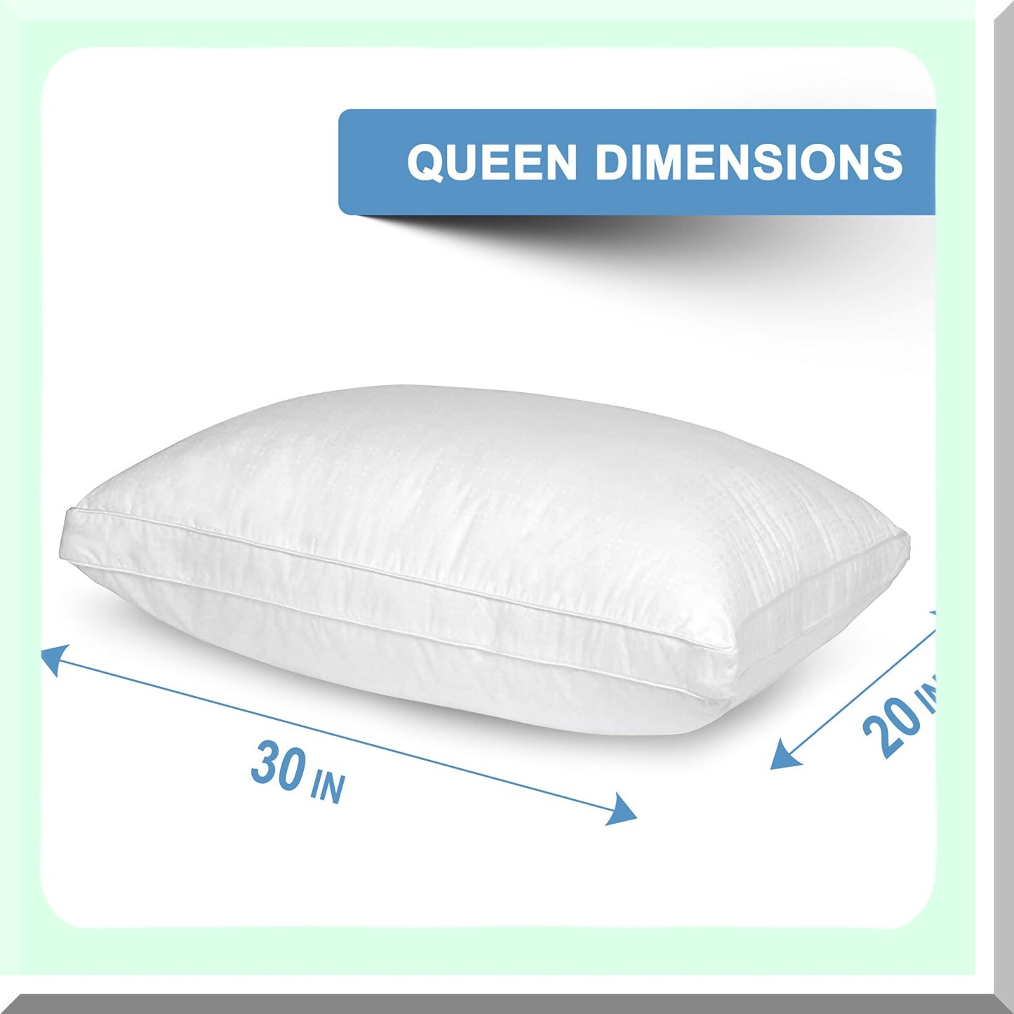 CoolCotton ChillPillow - Premium Cooling Bed Pillows with 100% Cotton Top, Down Alternative Fiber Fill, Breathable Fabric for Queen Size 20x30, Set of 2