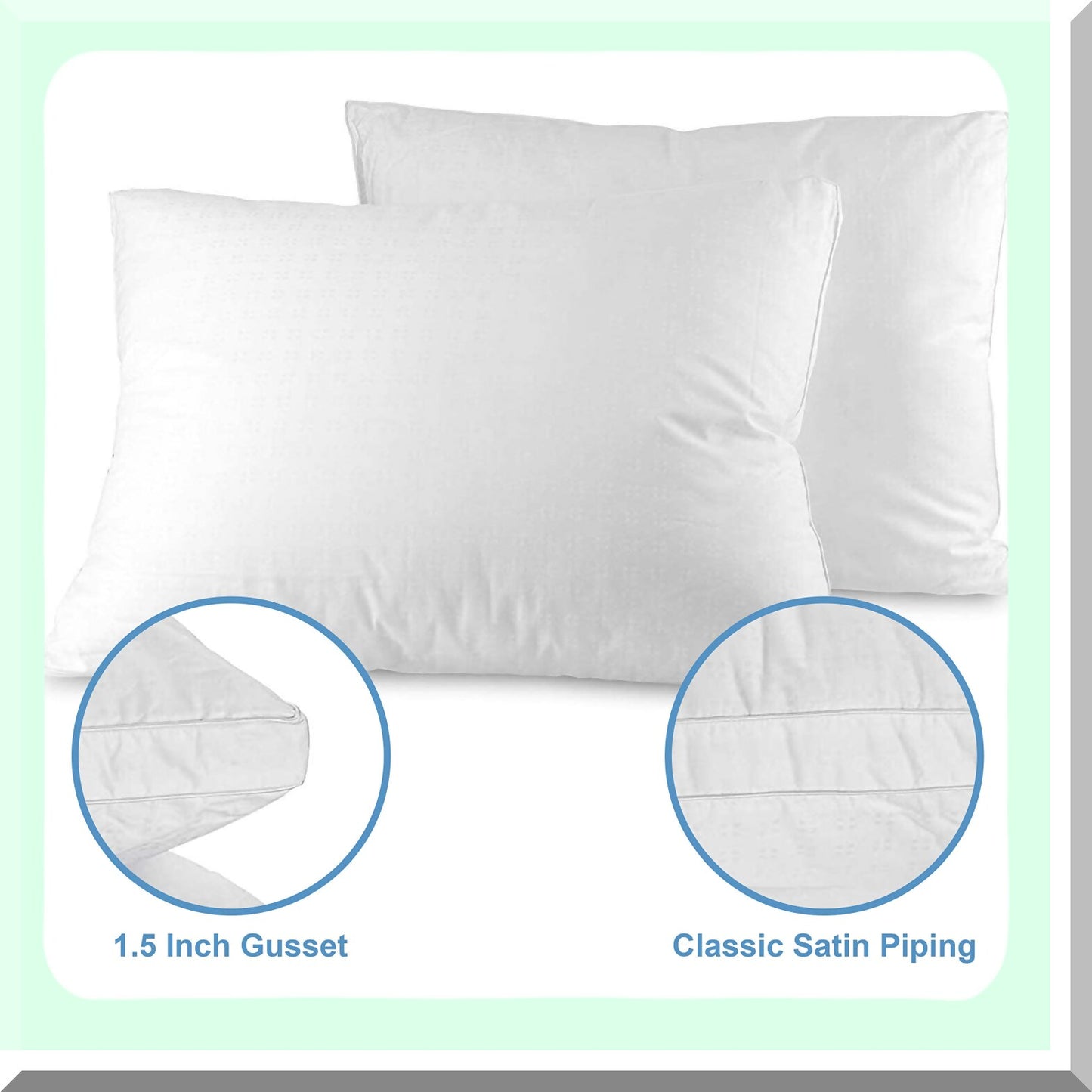 CoolCotton ChillPillow - Premium Cooling Bed Pillows with 100% Cotton Top, Down Alternative Fiber Fill, Breathable Fabric for Queen Size 20x30, Set of 2