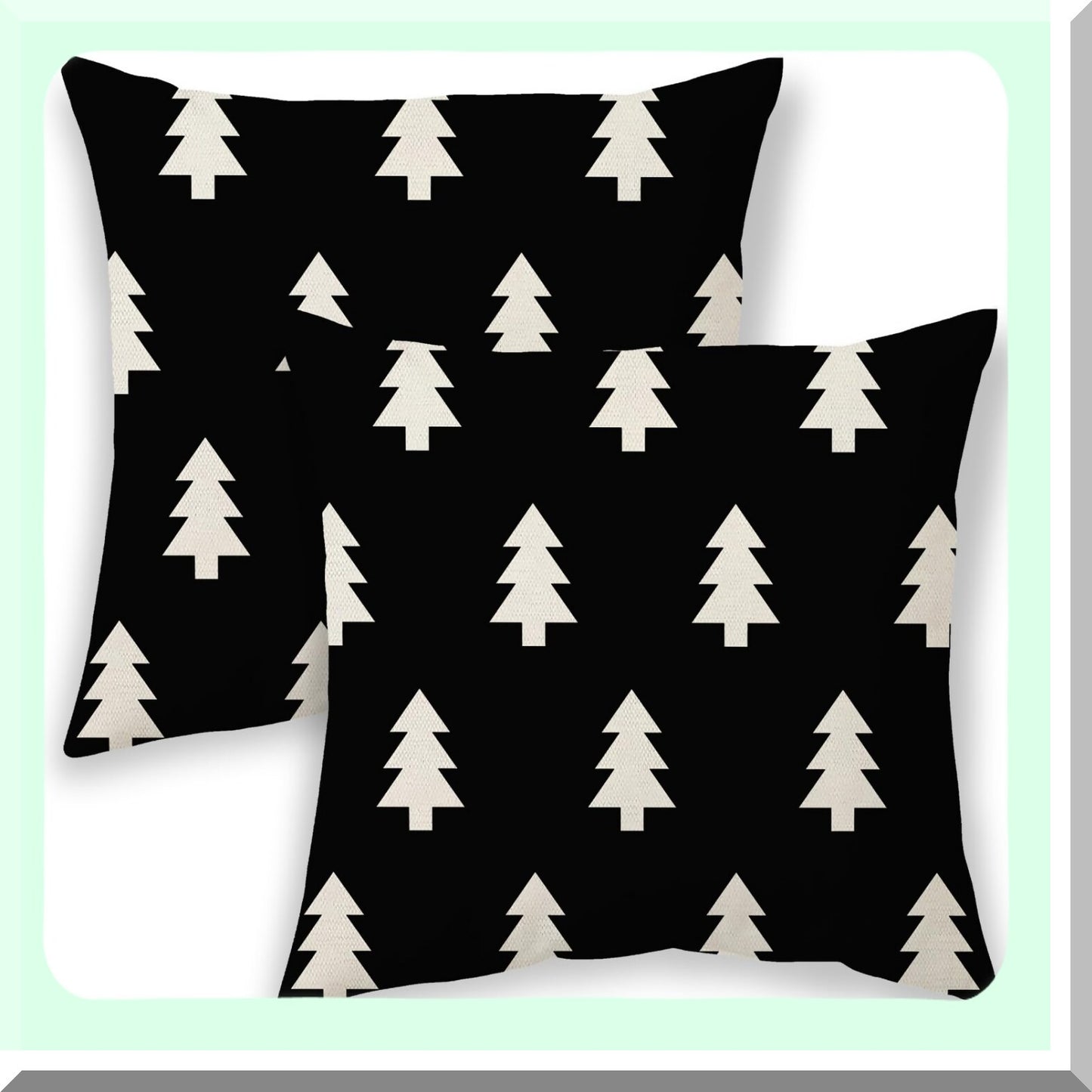 Winter Wonderland Pillowcase Set - 20x20 Inch Black White Trees Decorative Throw Pillows for Couch, Xmas Outdoor Decor Cushion Cover