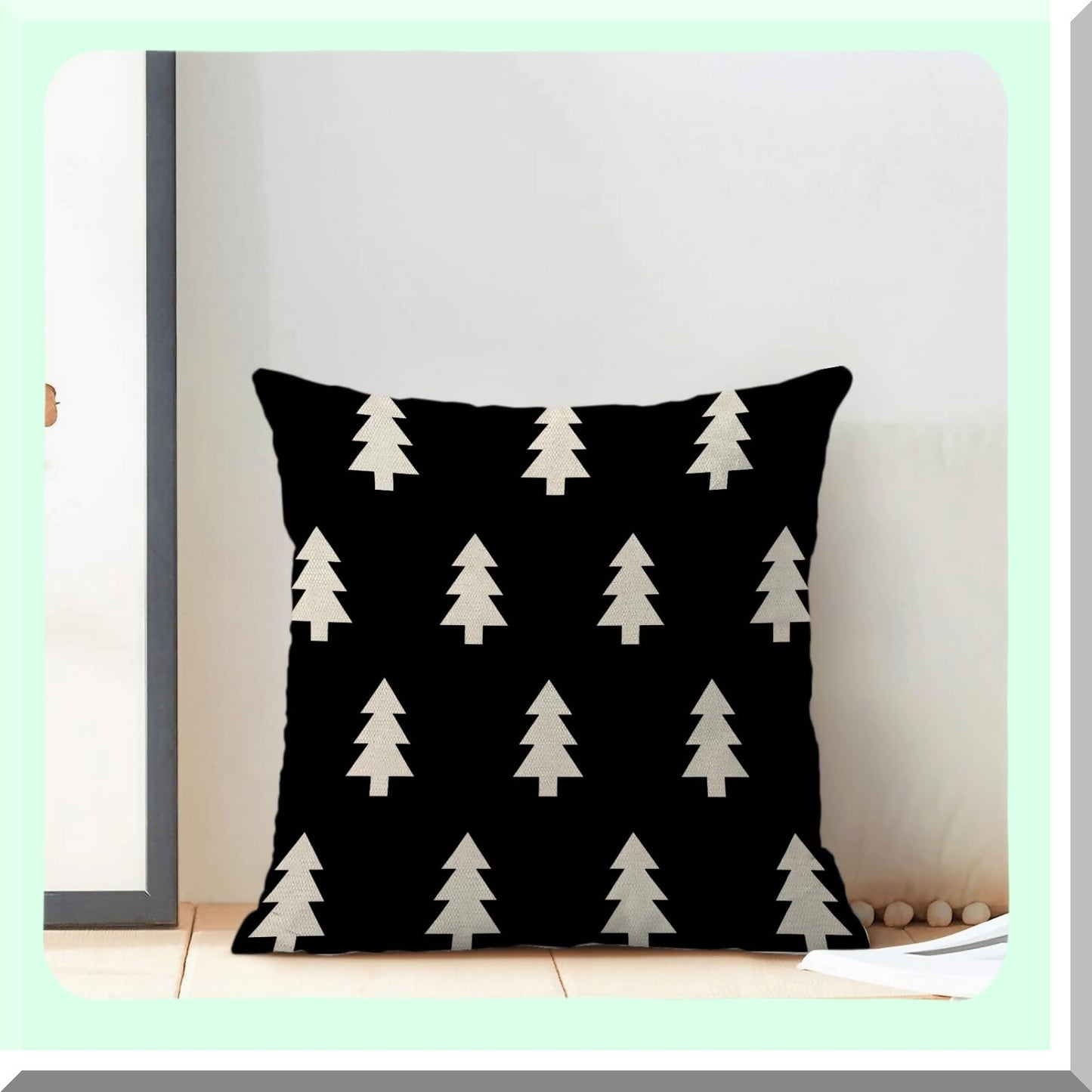 Winter Wonderland Pillowcase Set - 20x20 Inch Black White Trees Decorative Throw Pillows for Couch, Xmas Outdoor Decor Cushion Cover