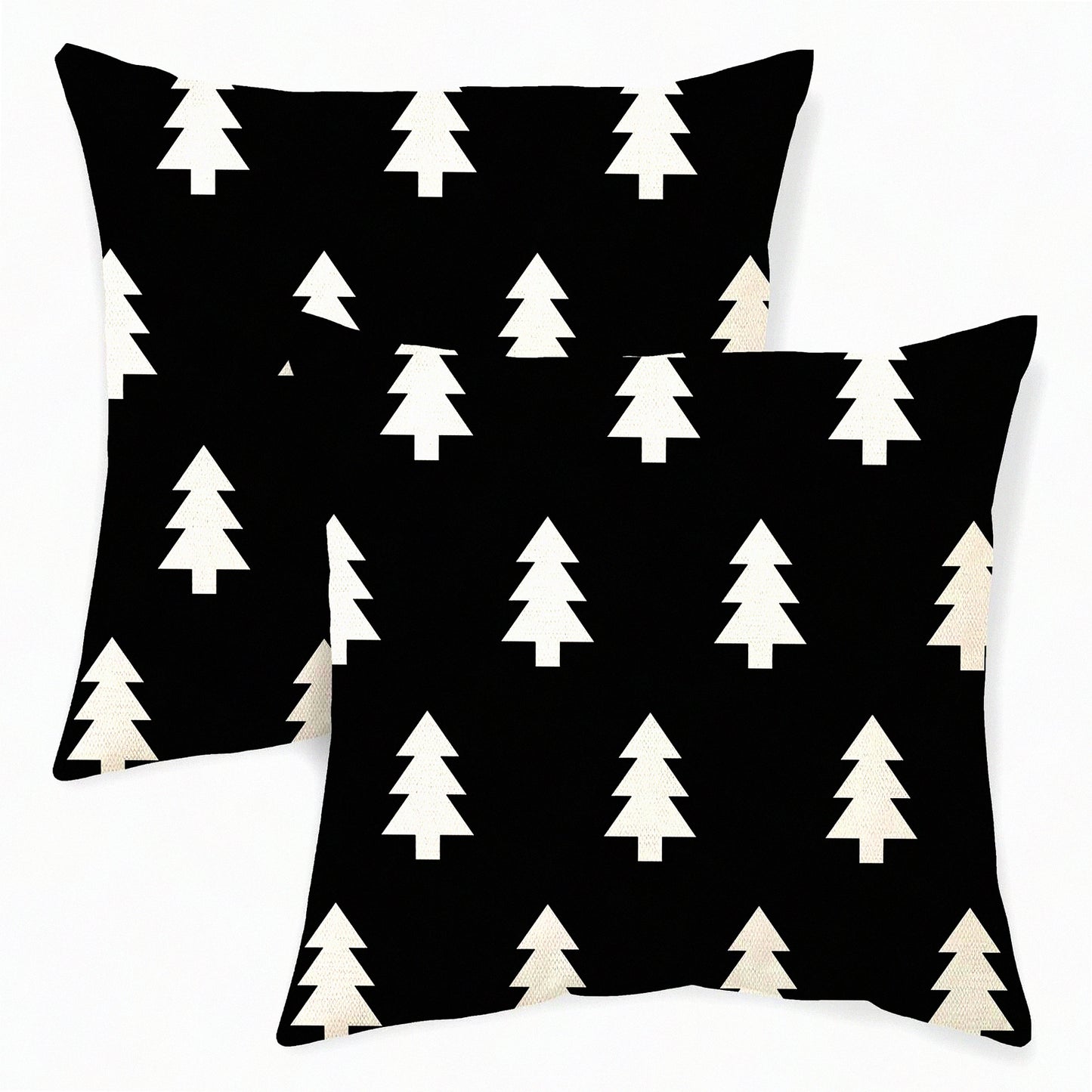 Winter Wonderland Pillowcase Set - 20x20 Inch Black White Trees Decorative Throw Pillows for Couch, Xmas Outdoor Decor Cushion Cover