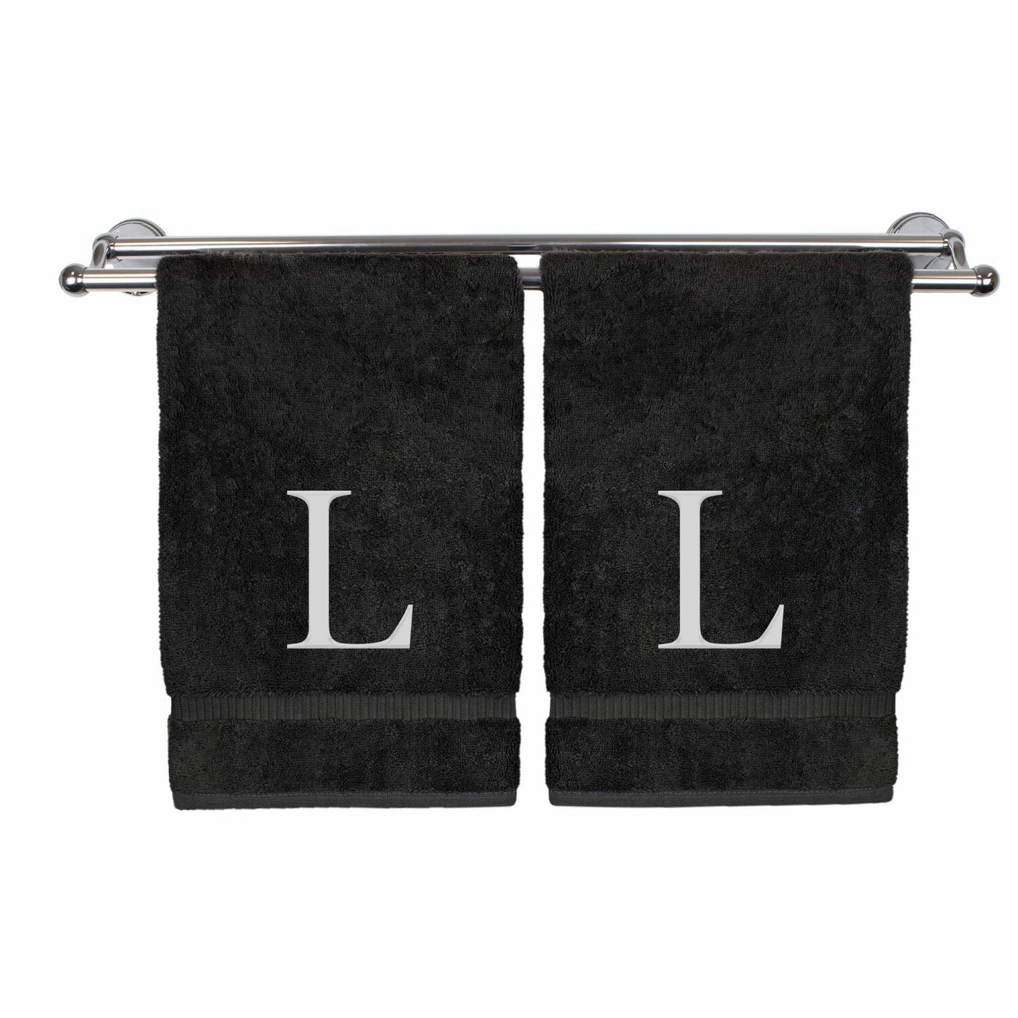 Set of 2 Monogrammed White Hand Towels