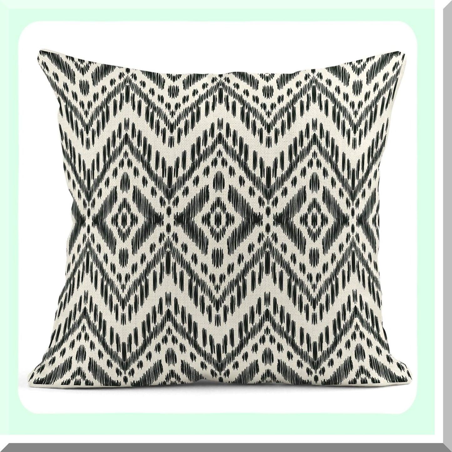 Boho Ikat Tribal Herringbone Pillow Covers - Set of 4 | Ethnic Bohemian Decorative Linen Cases for Home Ideas | Square 18x18 Inches Pillowcases