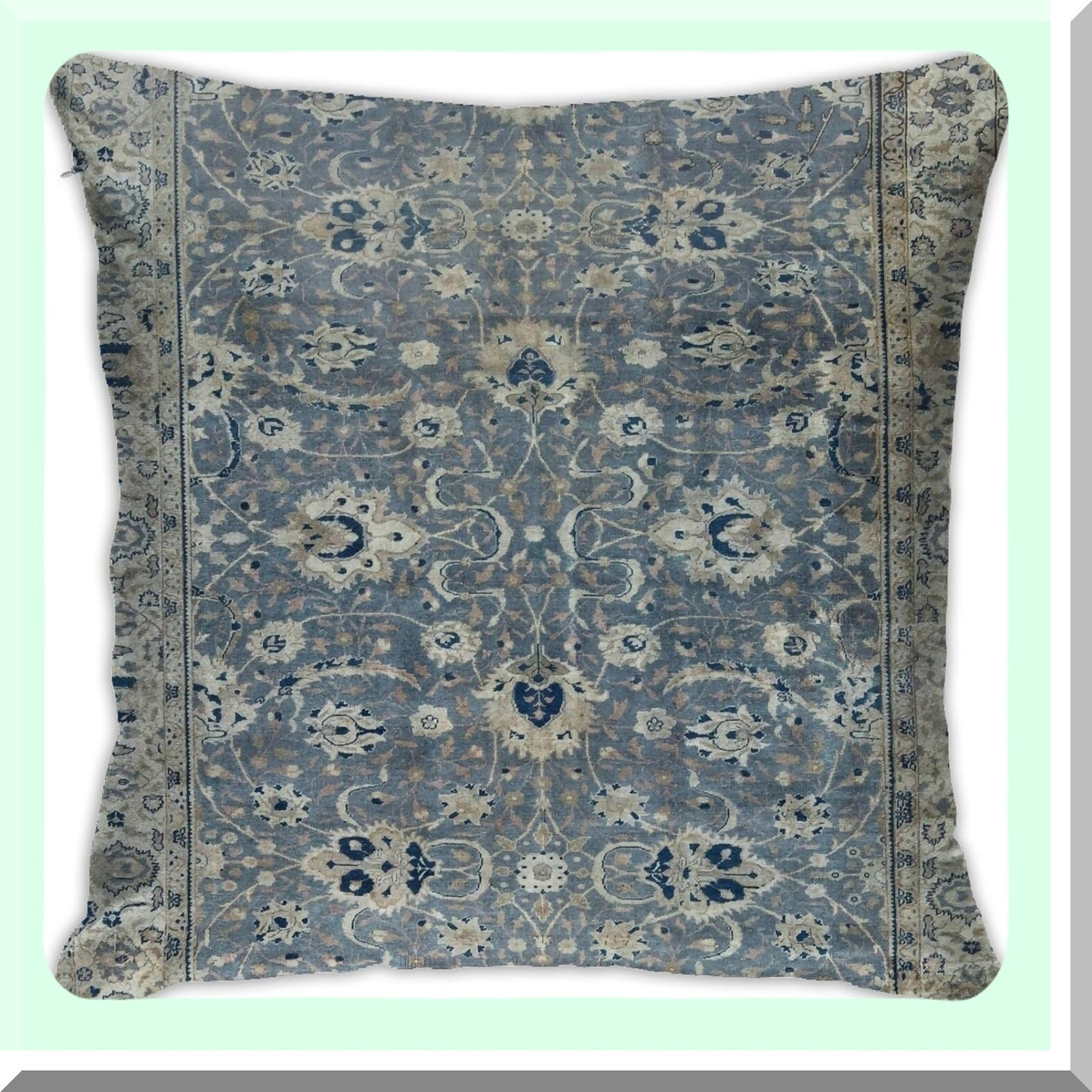 Antique Velvet Hereke Rug Print Throw Pillow Cover - Decorative Cushion Case for Home Living Room Bed Couch Car - 18x18 Inch
