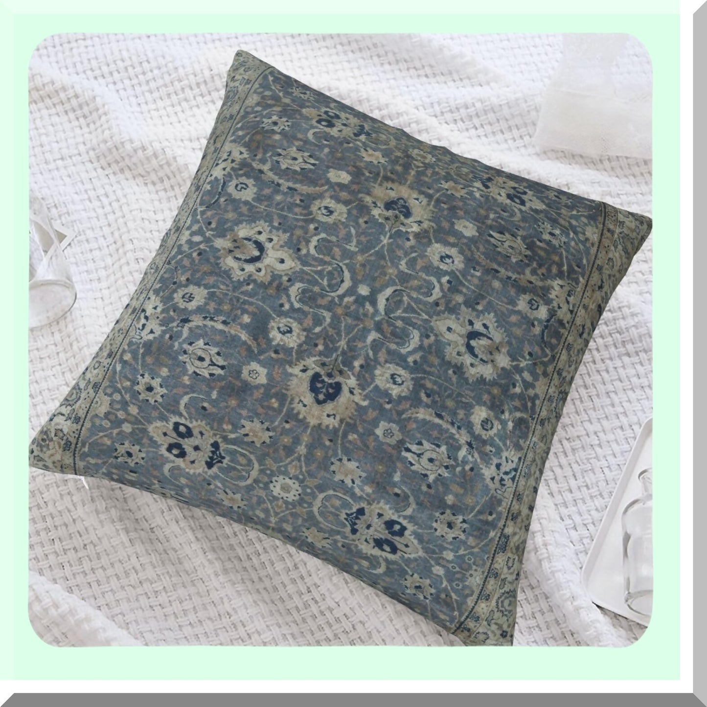 Antique Velvet Hereke Rug Print Throw Pillow Cover - Decorative Cushion Case for Home Living Room Bed Couch Car - 18x18 Inch