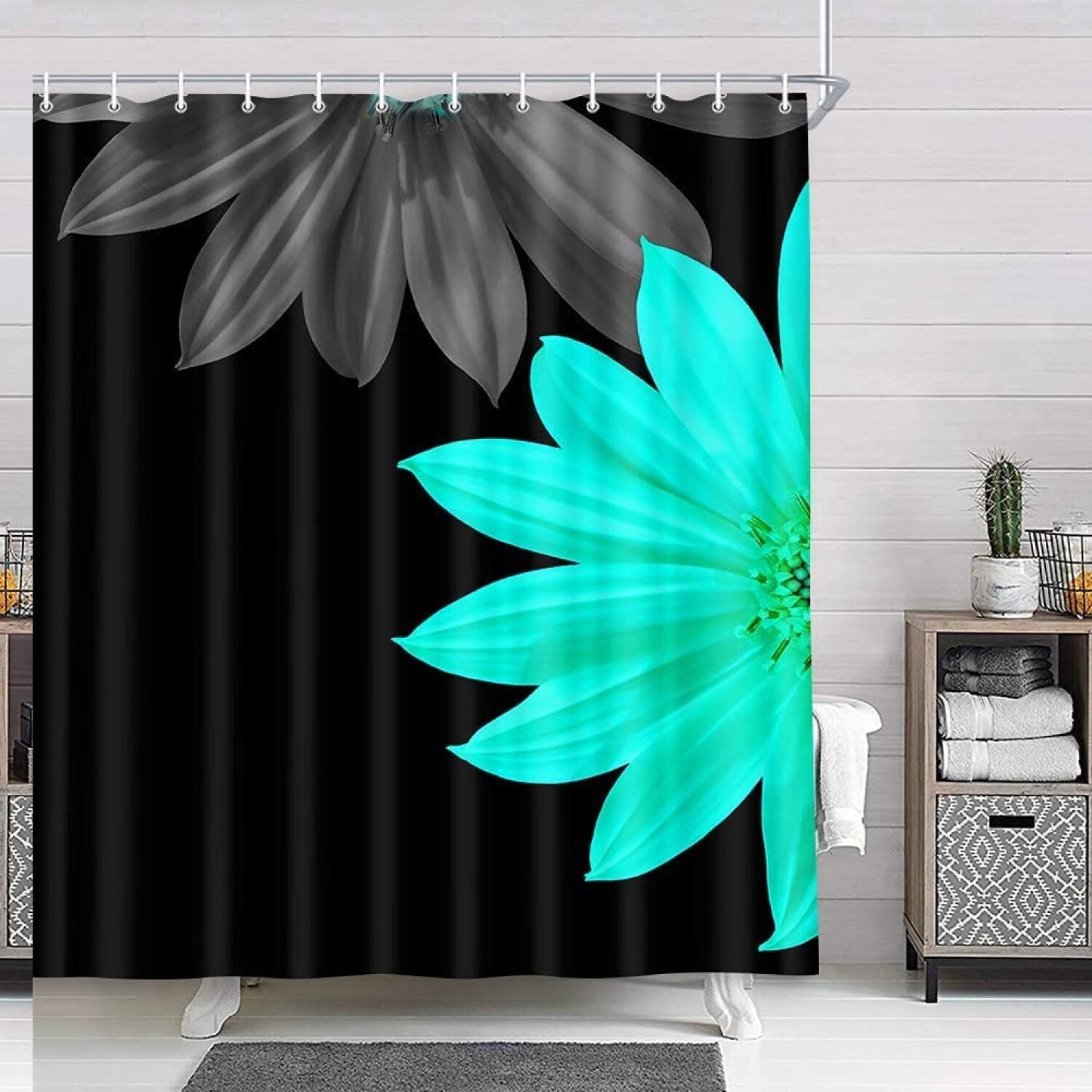 Blue Floral Abstract Shower Curtain 60x70in
