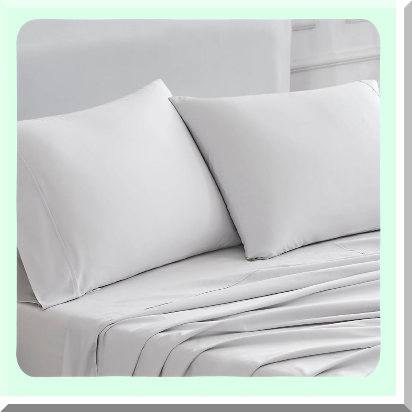 Luxury Percale Cotton Pillowcases - 400 Thread Count Standard Size Set of 2 - Soft & Smooth Light Gray Bedding - Ultimate Comfort & Quality
