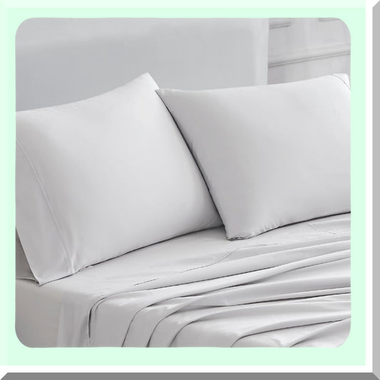 Luxury Percale Cotton Pillowcases - 400 Thread Count Standard Size Set of 2 - Soft & Smooth Light Gray Bedding - Ultimate Comfort & Quality