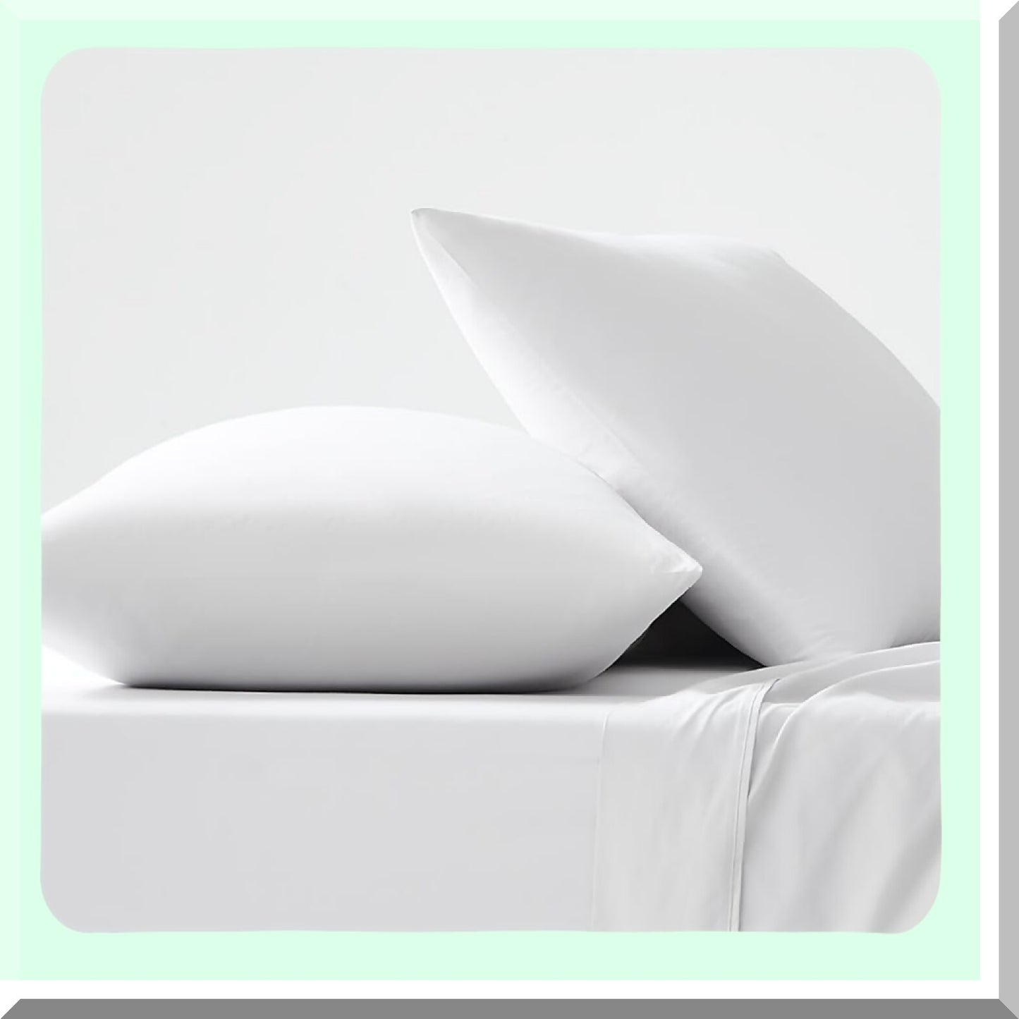 Luxury Percale Cotton Pillowcases - 400 Thread Count Standard Size Set of 2 - Soft & Smooth Light Gray Bedding - Ultimate Comfort & Quality