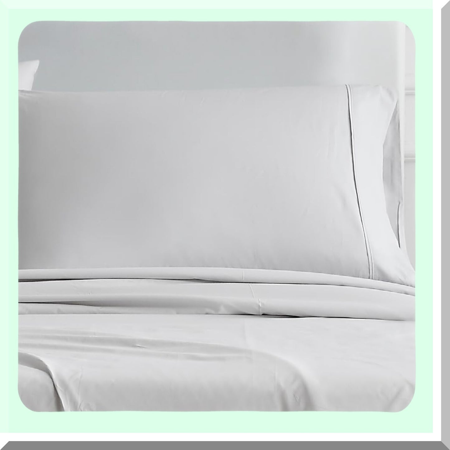 Luxury Percale Cotton Pillowcases - 400 Thread Count Standard Size Set of 2 - Soft & Smooth Light Gray Bedding - Ultimate Comfort & Quality
