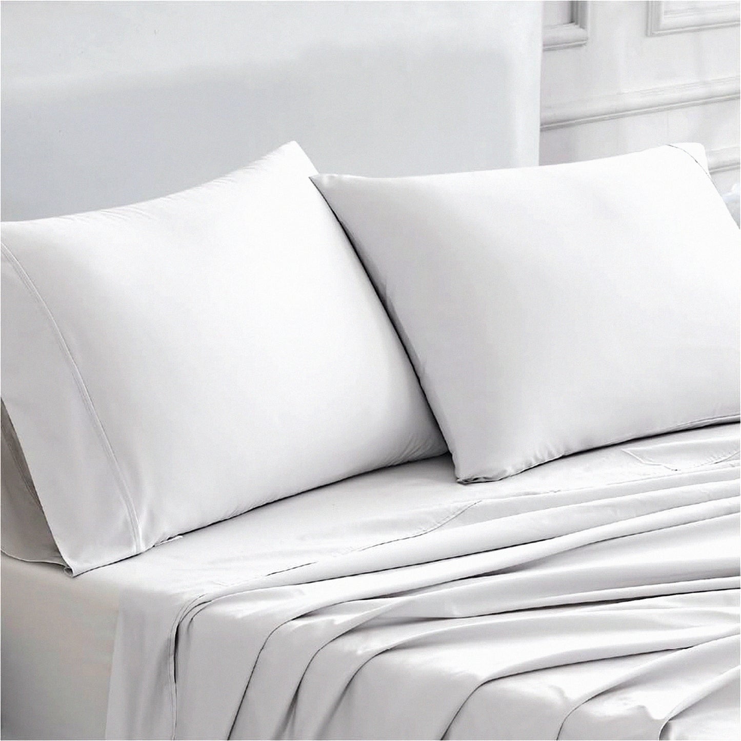 Luxury Percale Cotton Pillowcases - 400 Thread Count Standard Size Set of 2 - Soft & Smooth Light Gray Bedding - Ultimate Comfort & Quality
