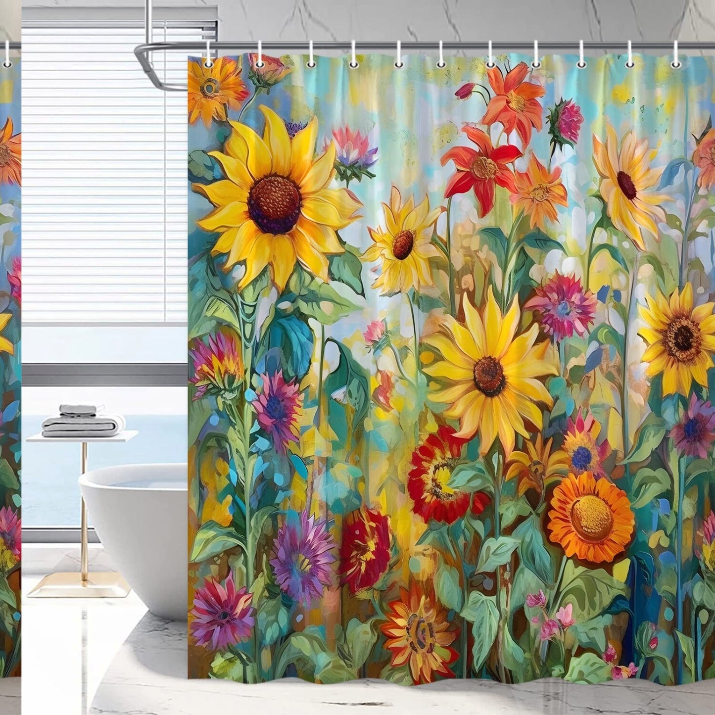 Sunflower Shower Curtain 70x70 in with Hooks