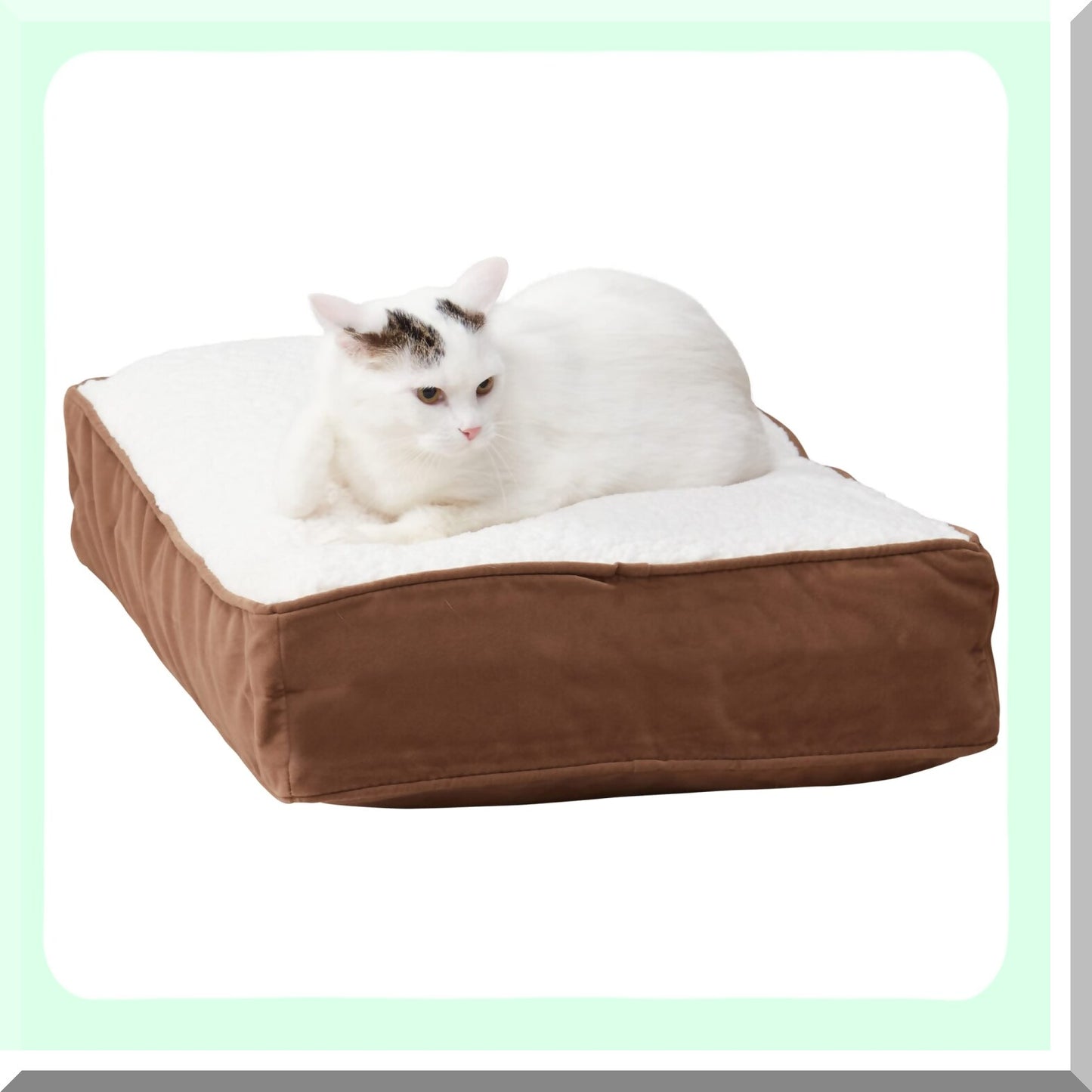 CozyCat Willow Sherpa Pillow Bed - Reversible Rectangle Design for Cats - Latte Color - Soft and Comfortable Pet Bed for Sleeping and Lounging