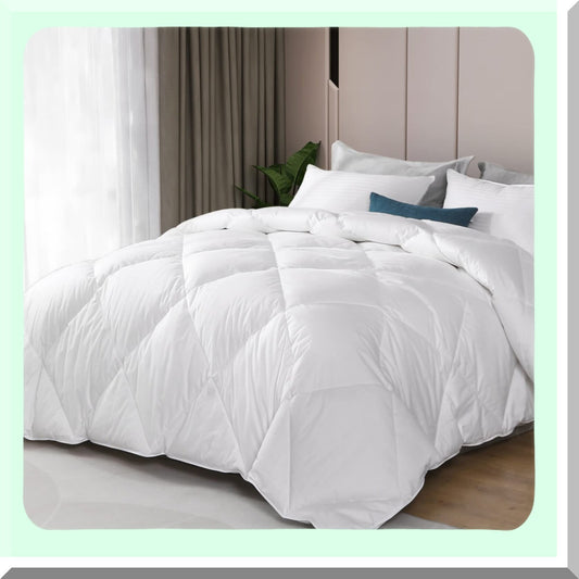 California Dream Feathers Down Comforter - All Season Duvet Insert with Soft 100% Cotton Cover - Ivory White Bed Comforter Insert 104x96 - Ties Included