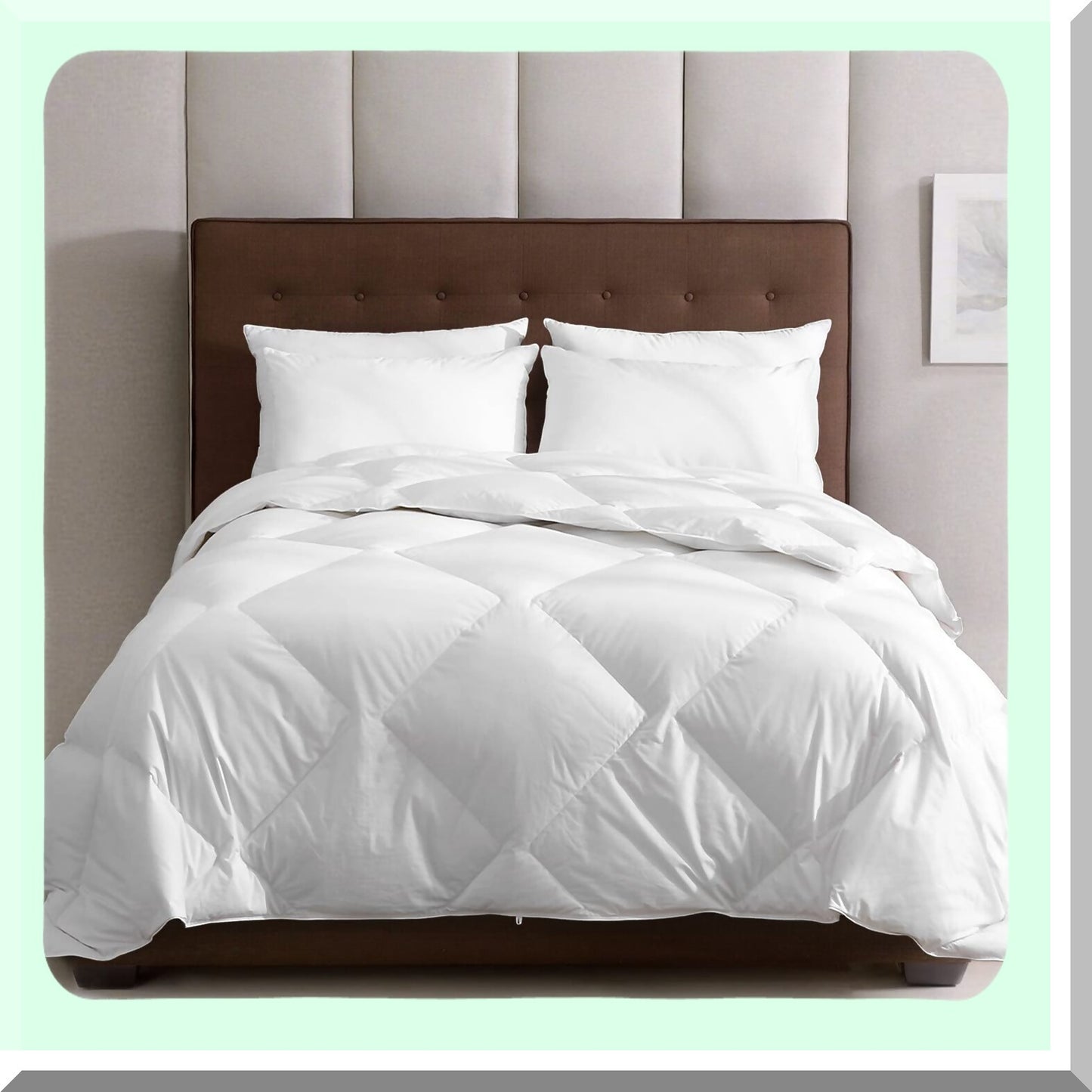 California Dream Feathers Down Comforter - All Season Duvet Insert with Soft 100% Cotton Cover - Ivory White Bed Comforter Insert 104x96 - Ties Included