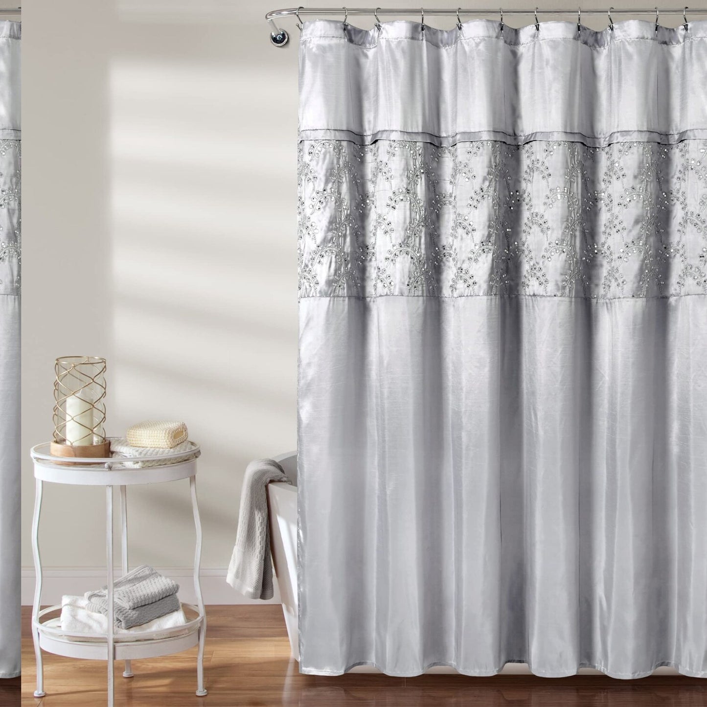 Maria Shower Curtain 72x72 Gray Silver