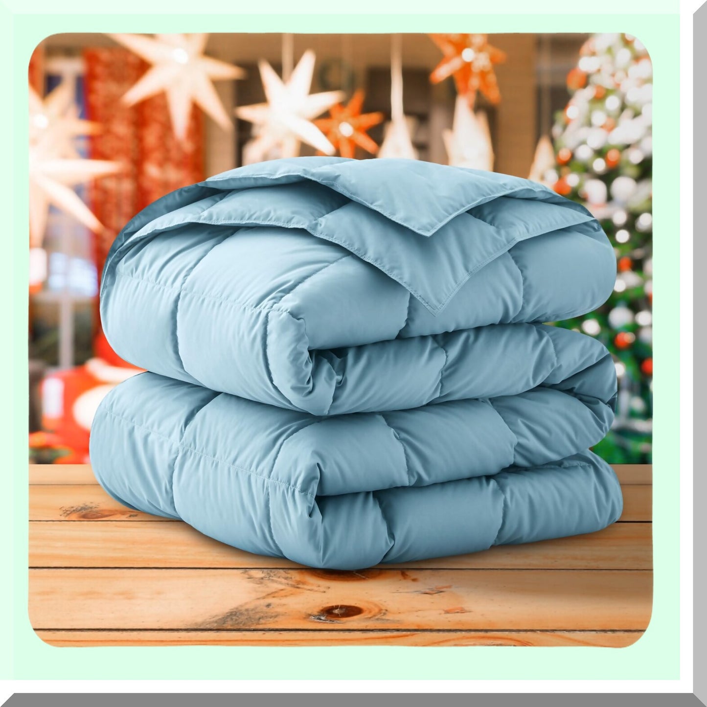 Summer Breeze Featherlight Down Blanket - Light Blue, 21.7oz Fill, 108X88 - Ultra Soft Lightweight Comforter for a Cool Night's Sleep
